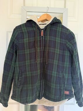 Women's Scotch Plaid Flannel Shirt, Sherpa-Lined Zip Hoodie, XS